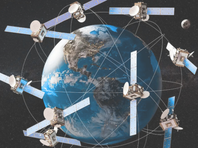 Multi-constellation GNSS satellites orbiting Earth providing global positioning coverage for autonomous vehicles